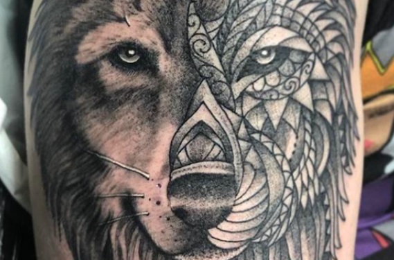 Gold Lisbon Tattoo - Wolf Minimalist